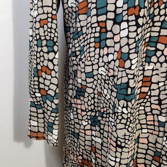 LOGO by Lori Goldstein Women's SZ L Leticia Mosaic Open Front Duster Cardigan - Picture 6 of 16